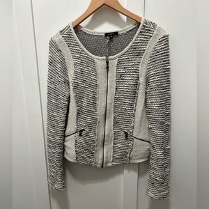 DREW Contrast Tweed‎ Boucle Woven Knit Zip Up Moto Jacket Size Medium